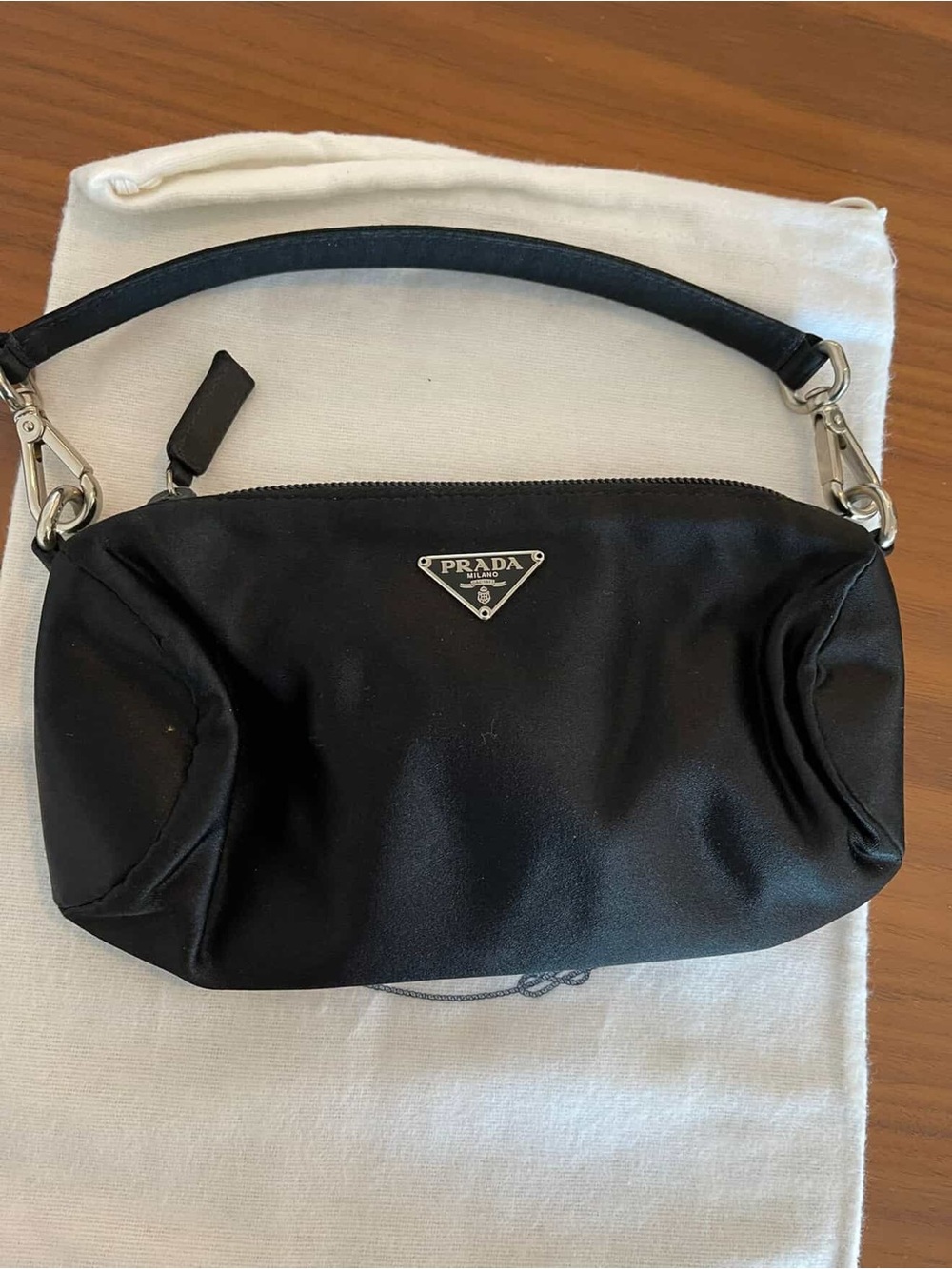 PRADA Black Shoulder Satin Bag